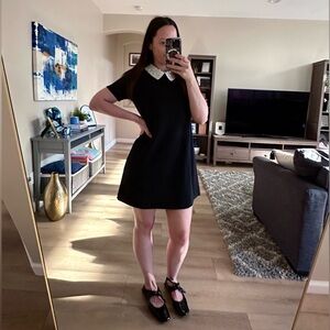 Zara Black ribbed dress - Beaded Collar S